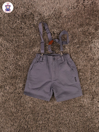 Blue Cheetah & Green - Half Sleeves Shirts & Shorts Set With Suspender & Bow