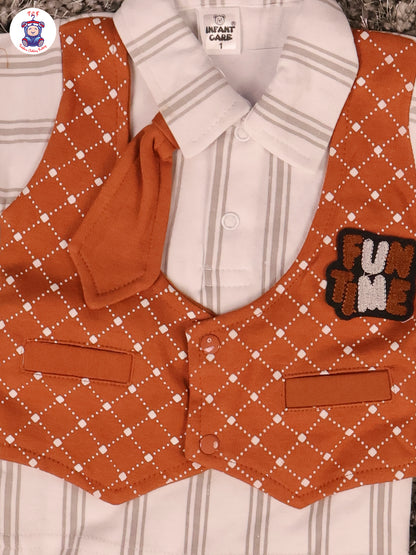 Brown - Collor T-Shirts & Shorts With Jacket & Tie