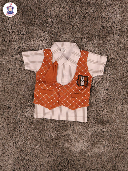 Brown - Collor T-Shirts & Shorts With Jacket & Tie