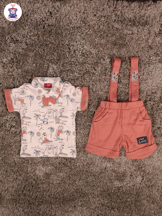Peach - Dinosour Jumpsuits