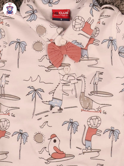 Peach - Dinosour Jumpsuits