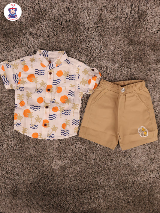 Orange & Brown - Boys Shirts & Shorts