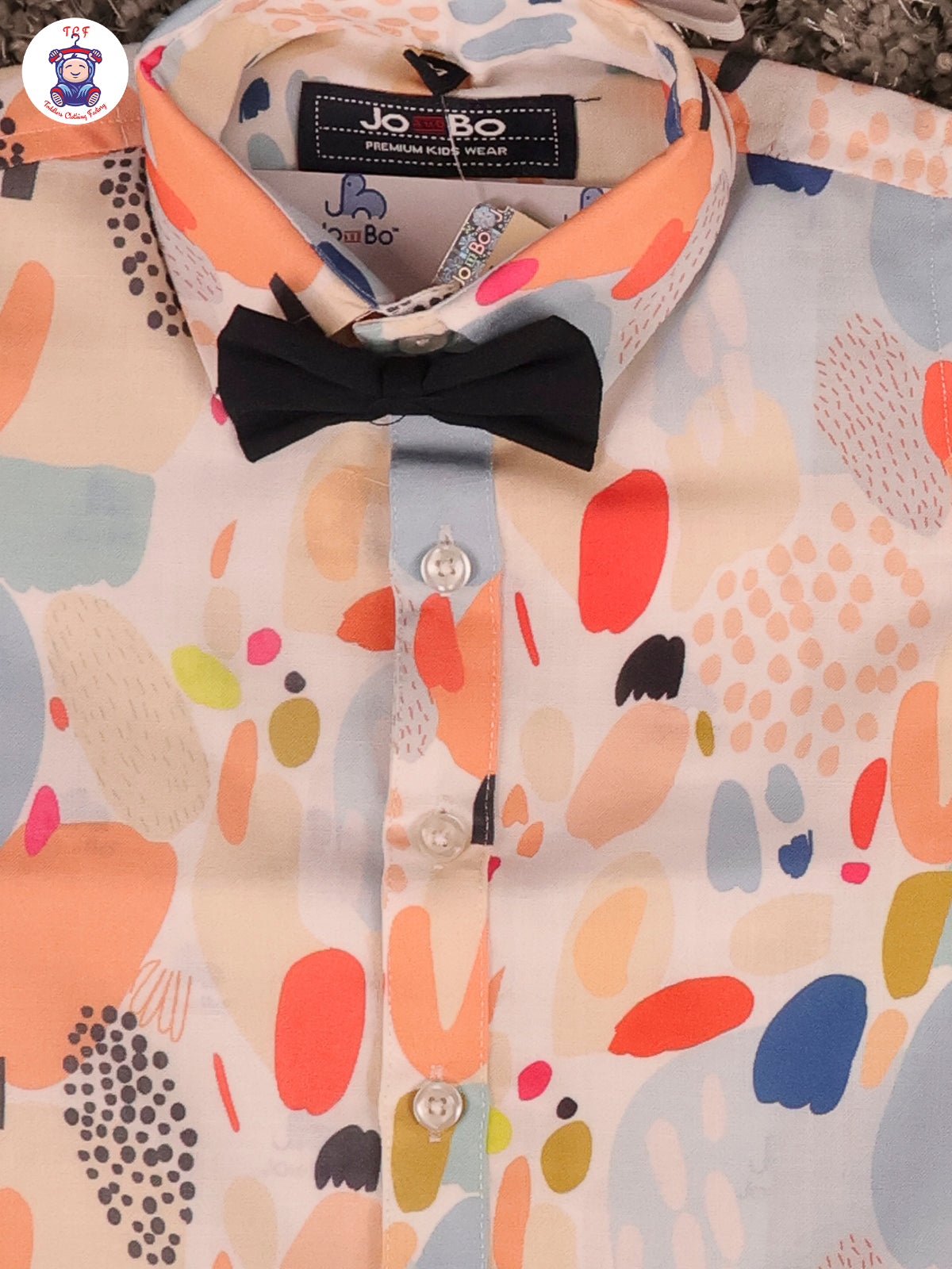 Orange & Black Half Sleeves Shirts & Shorts Set With Suspender & Bow
