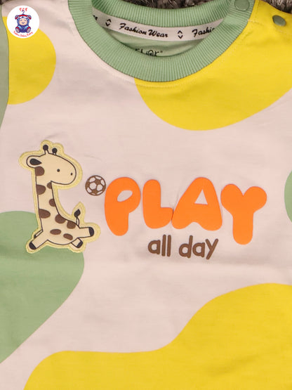 Green & White - Play All Day Tshirt & Shorts