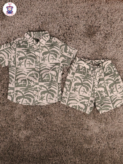 Green & White - Boys Shirts & Shorts