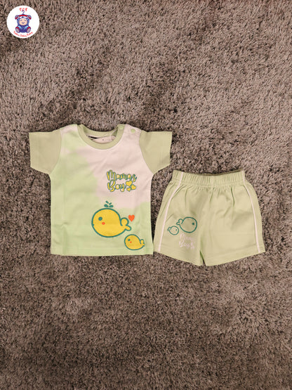 Green & White -  T-Shirts & Shorts