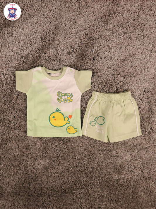 Green & White -  T-Shirts & Shorts