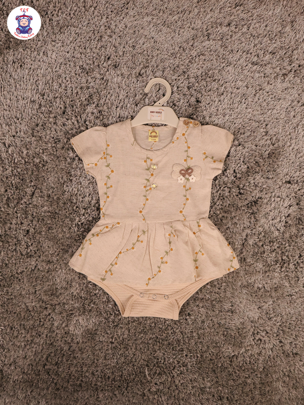 Choclate Brown Floral Frock With Diaper