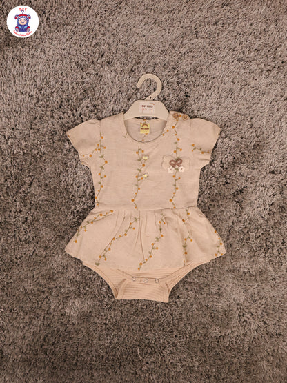 Choclate Brown Floral Frock With Diaper