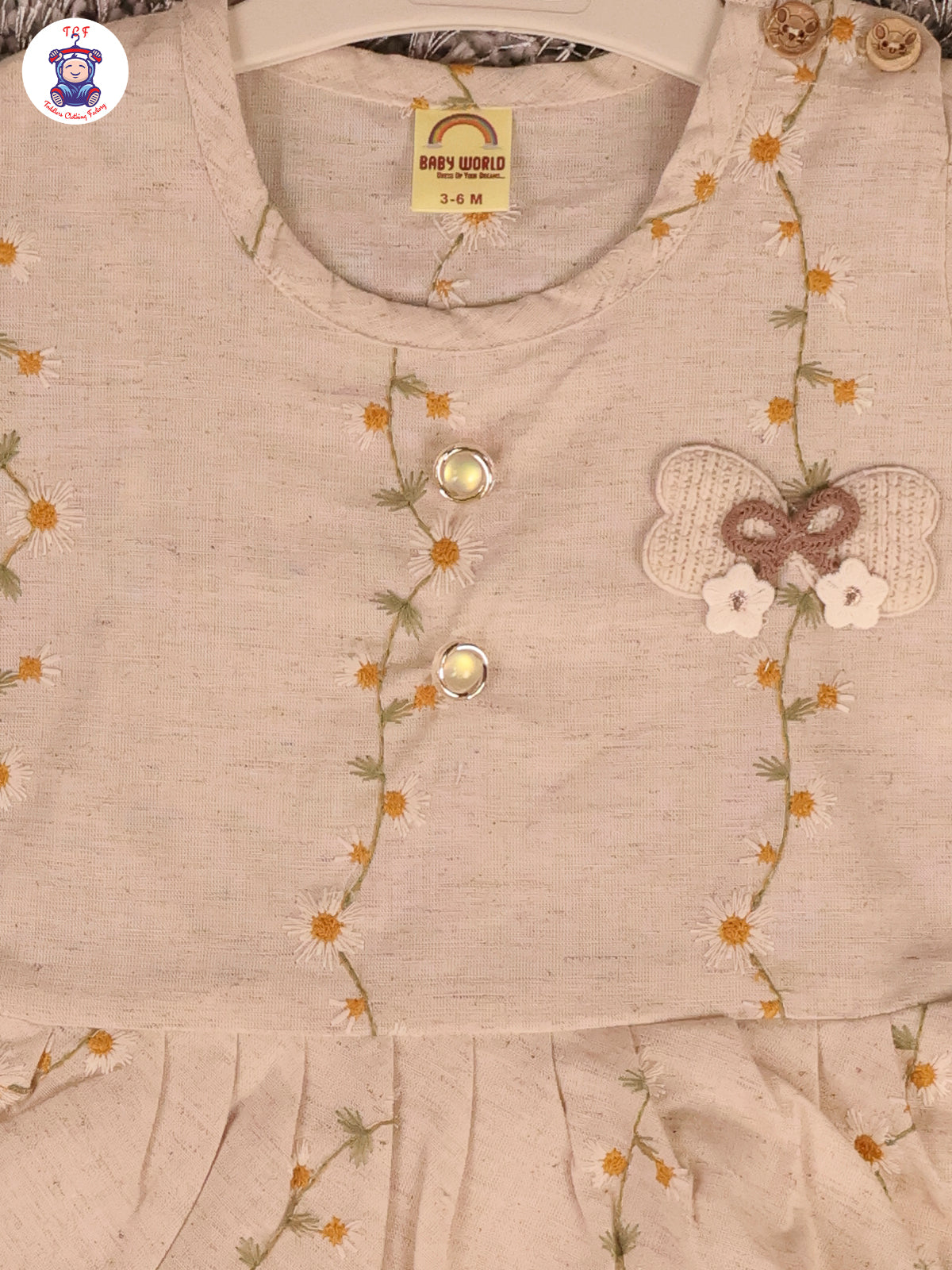 Choclate Brown Floral Frock With Diaper