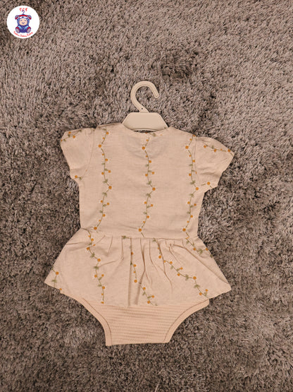 Choclate Brown Floral Frock With Diaper
