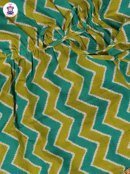 Green - Kaftan With Fringe Style Golden Lace With Pant