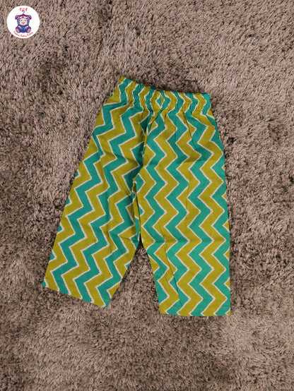 Green - Kaftan With Fringe Style Golden Lace With Pant