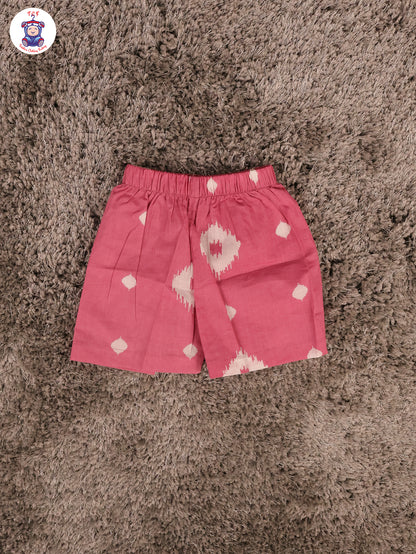 Onion Pink - Printed Pure Cotton Top & Shorts