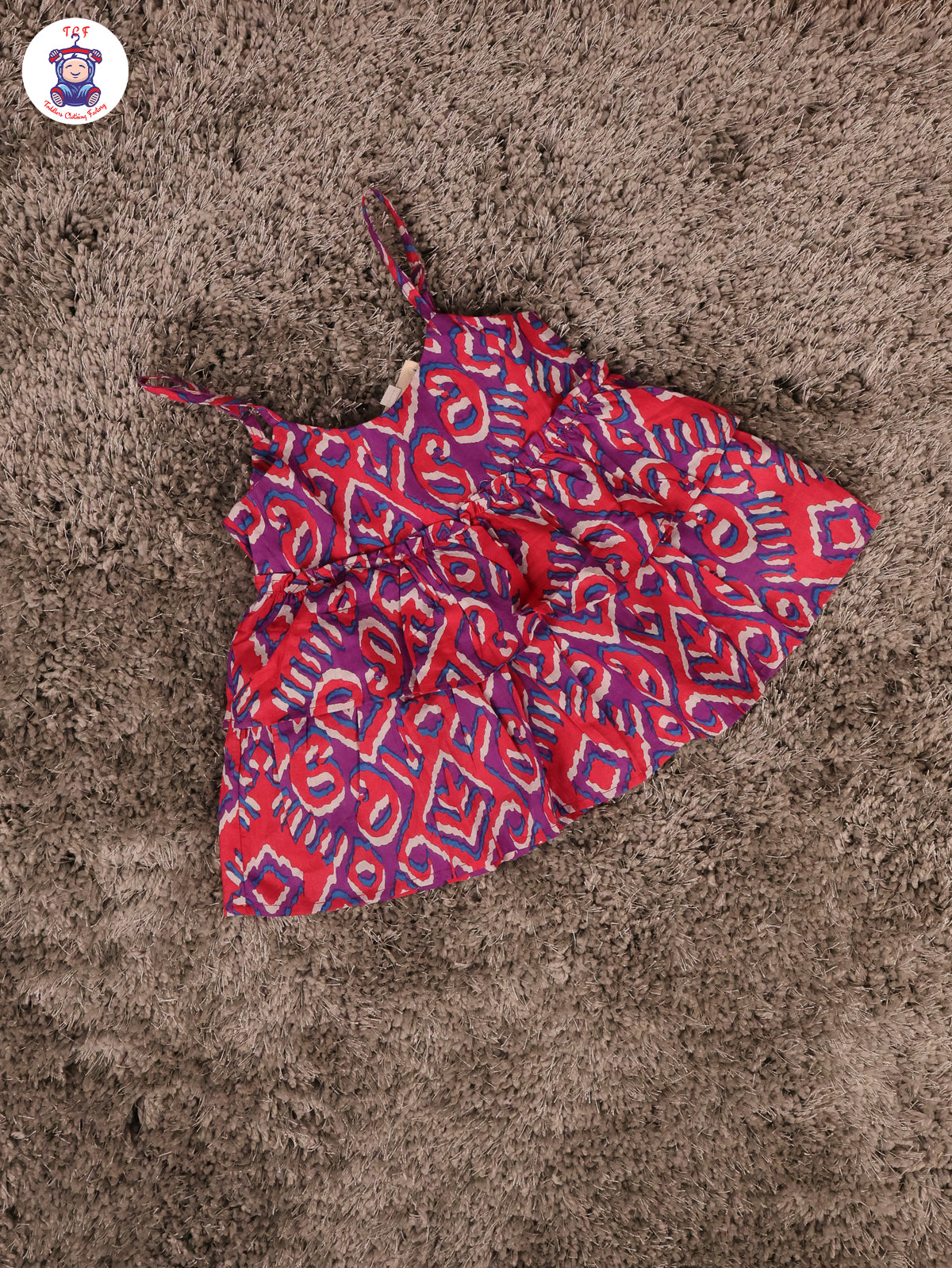 Violet & Pink - Ikat Printed Flared Strappy Top & Shorts