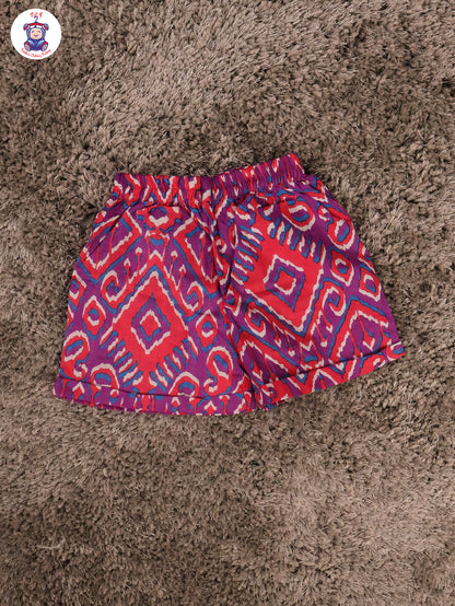 Violet & Pink - Ikat Printed Flared Strappy Top & Shorts