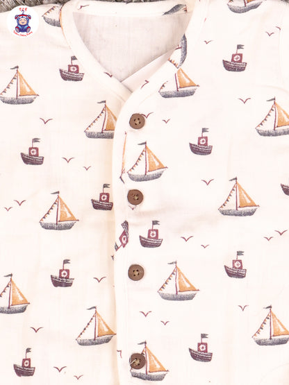 White Boat - Unisex Muslin Jabla