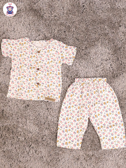 White Floral - Unisex Muslin Pyjama Sets