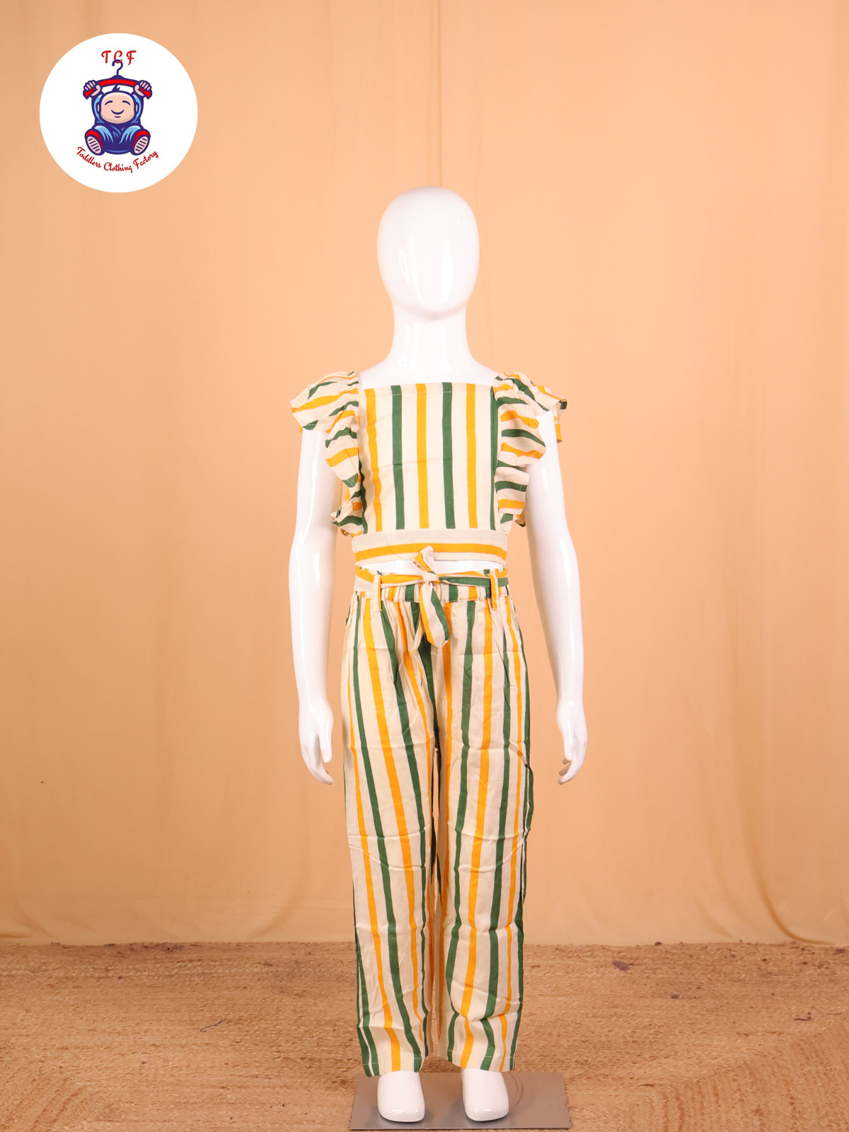 Orange & Green - Striped Jumpsuit