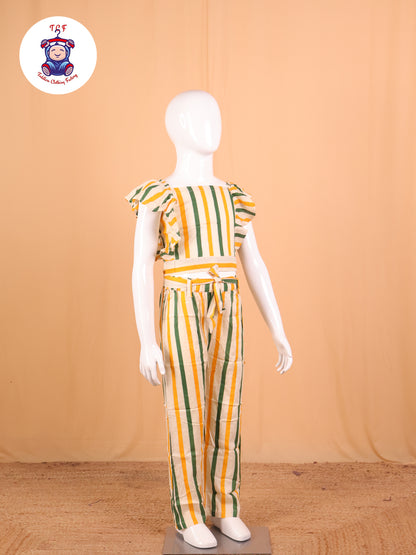 Orange & Green - Striped Jumpsuit