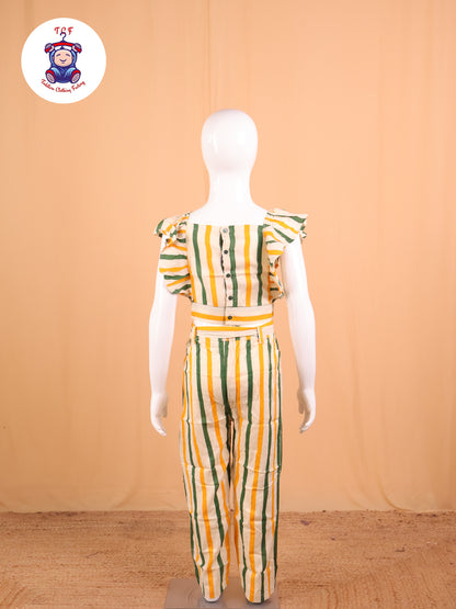 Orange & Green - Striped Jumpsuit