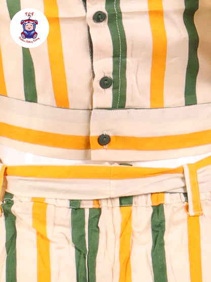 Orange & Green - Striped Jumpsuit