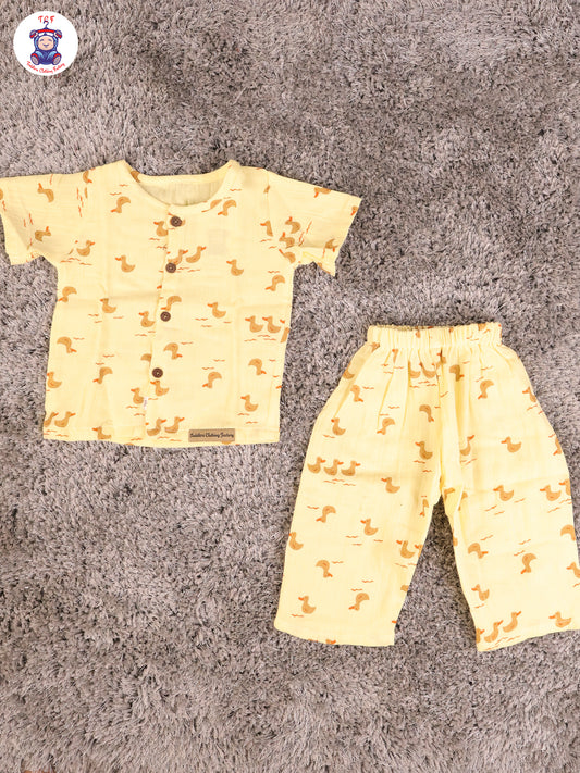 Yellow Duck - Unisex Muslin Pyjama Sets