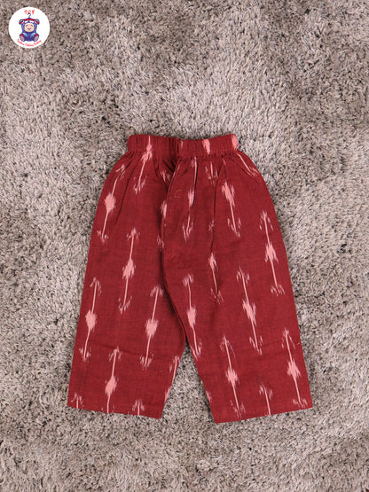 Maroon - Girls Readymade Ikat Pyjama Sets