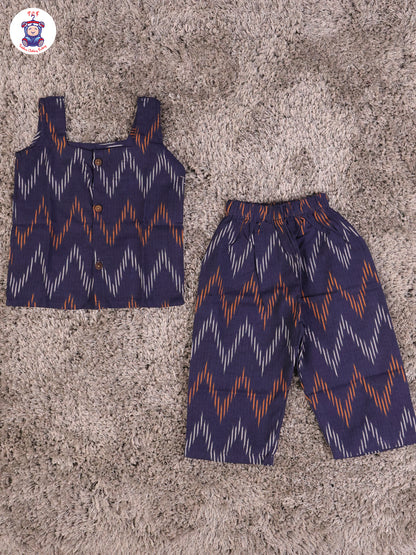 Royal Blue - Girls Readymade Ikat Pyjama Sets