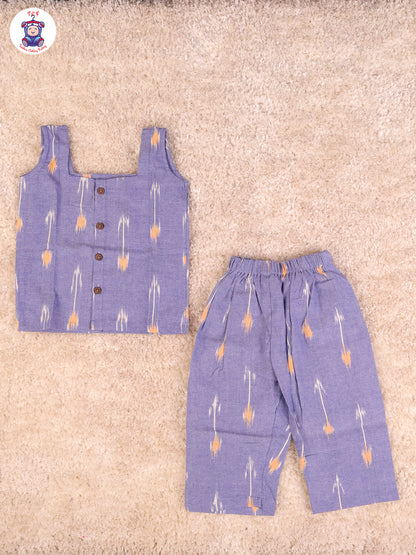 Denim Blue - Girls Readymade Ikat Pyjama Sets