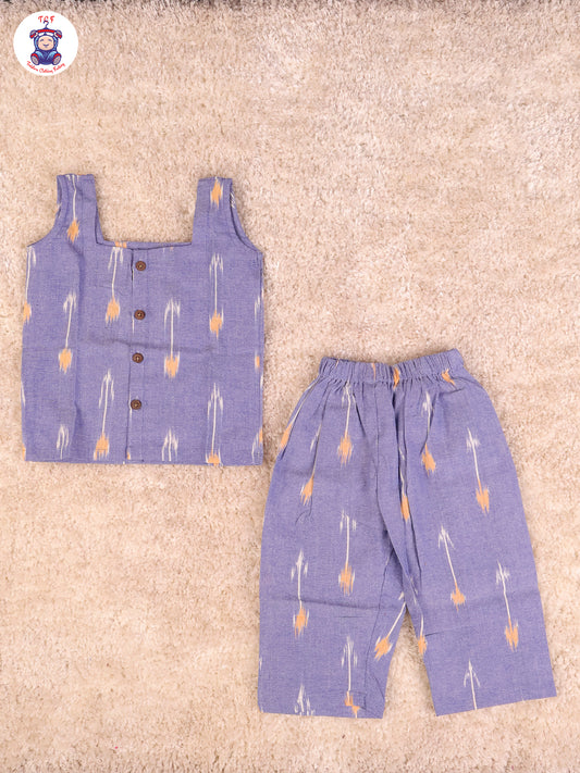 Denim Blue - Girls Readymade Ikat Pyjama Sets