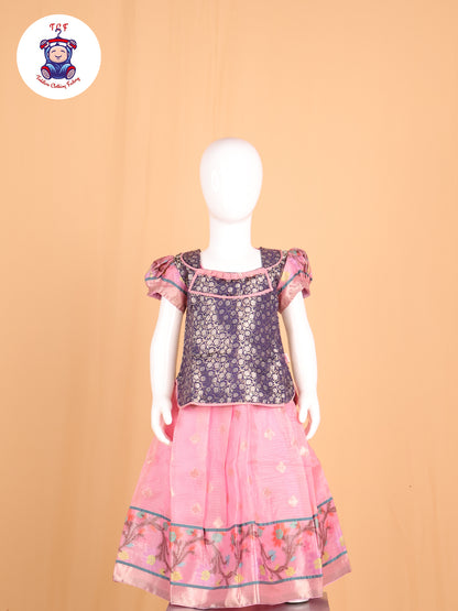 Purple & Peach - Pavadai Sattai