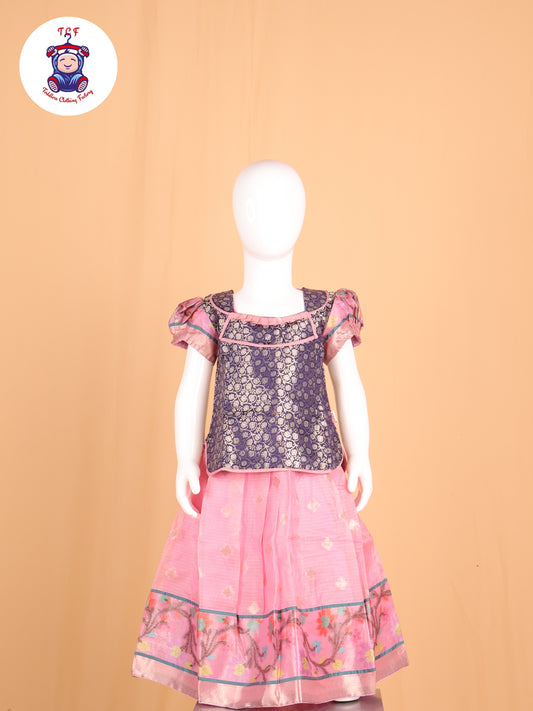 Purple & Peach - Pavadai Sattai