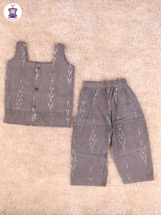 Grey - Girls Readymade Ikat Pyjama Sets