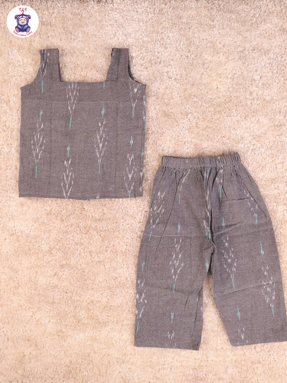 Grey - Girls Readymade Ikat Pyjama Sets