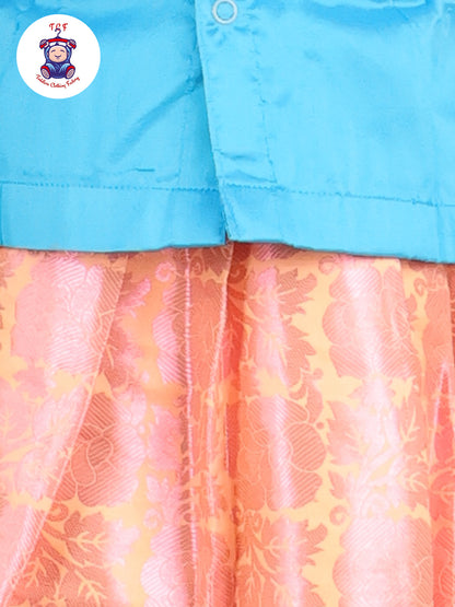 Sky Blue & Peach - Pavadai Sattai