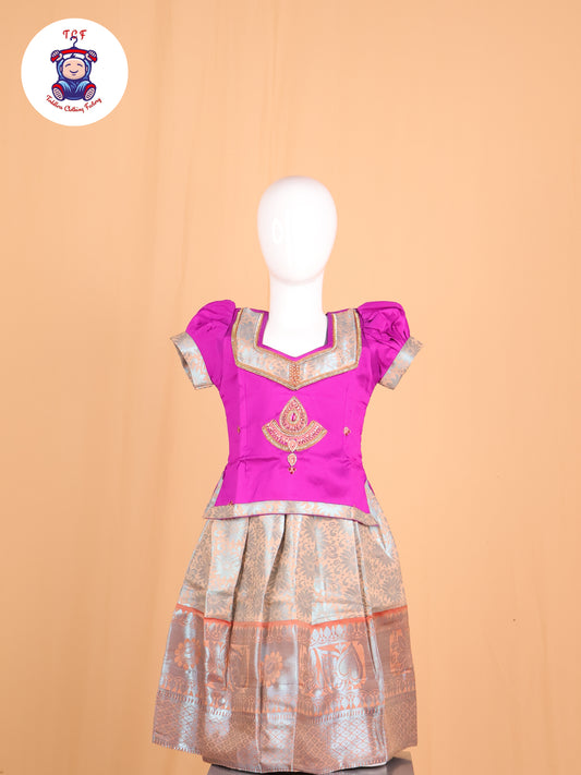 Purple & Grey - Pavadai Sattai