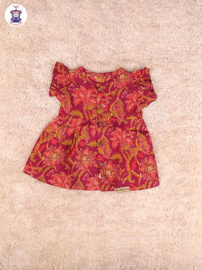 Maroon Floral - Girls Readymade Jaipuri Frocks