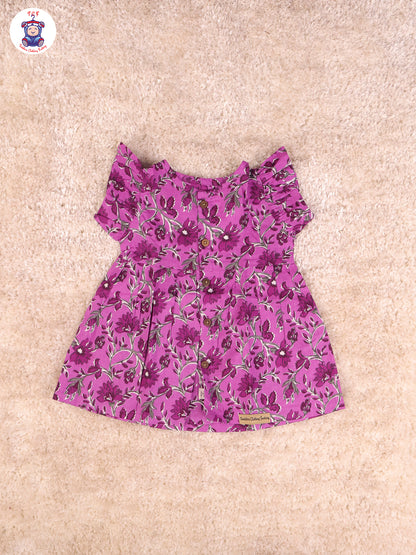 Lavender Floral - Girls Readymade Jaipuri Frocks