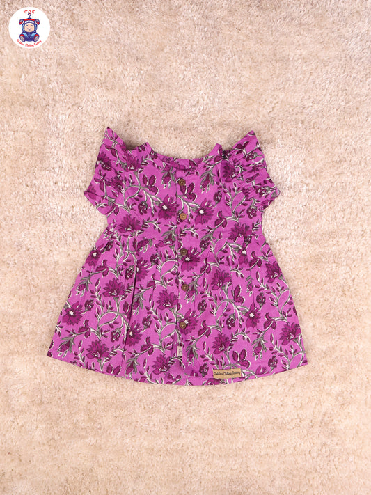 Lavender Floral - Girls Readymade Jaipuri Frocks