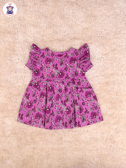 Lavender Floral - Girls Readymade Jaipuri Frocks