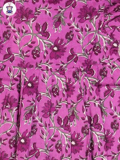 Lavender Floral - Girls Readymade Jaipuri Frocks