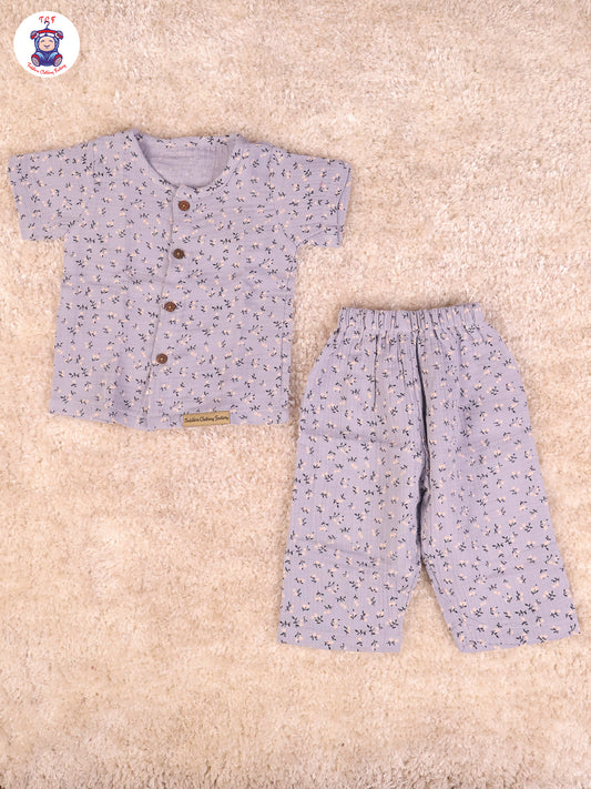 Blue Floral - Unisex Muslin Pyjama Sets