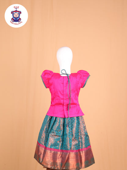 Pink & Peacock Green - Pavadai Sattai