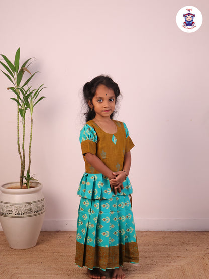 Brown & Green - Cotton Pavadai Sattai