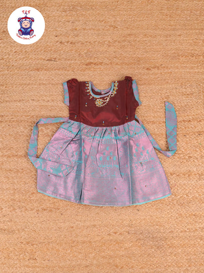 Brown & Light Blue - Frock