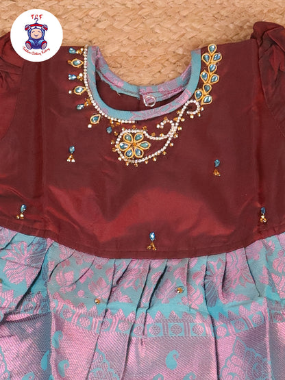 Brown & Light Blue - Frock
