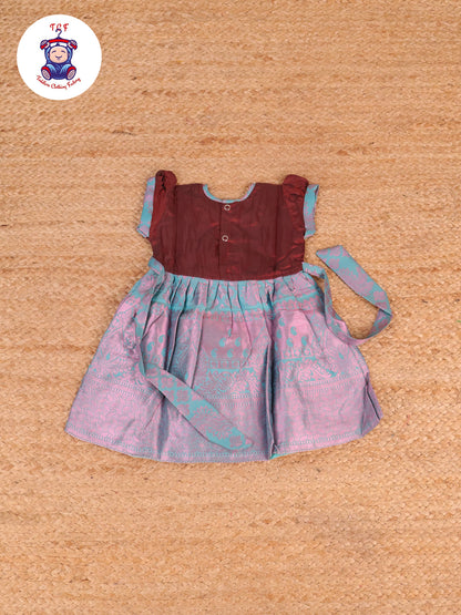 Brown & Light Blue - Frock