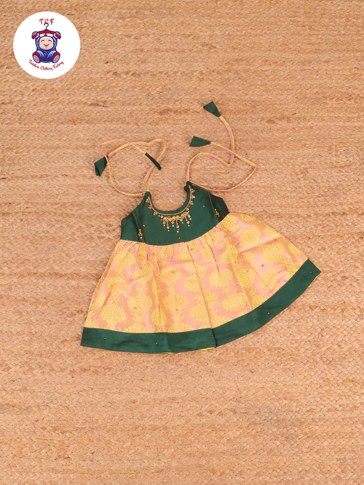 Green & Peach - New Born Frock