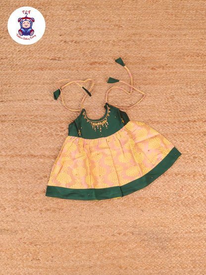 Green & Peach - New Born Frock